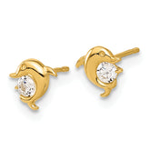 14k Madi K Polished CZ Dolphin Post Earrings